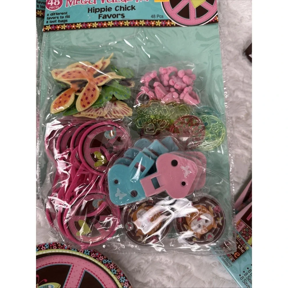 Hippie Chick Peace Owl Pink Brown Retro Birthday Party Kit Decorations Favors 16